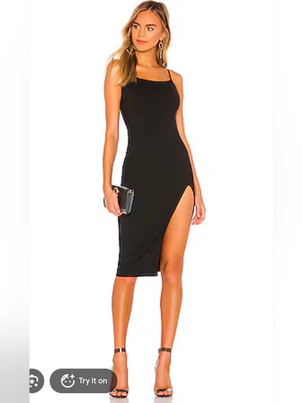 Superdown x Revolve Women’s Candice Black Stretch slit Midi Dress M